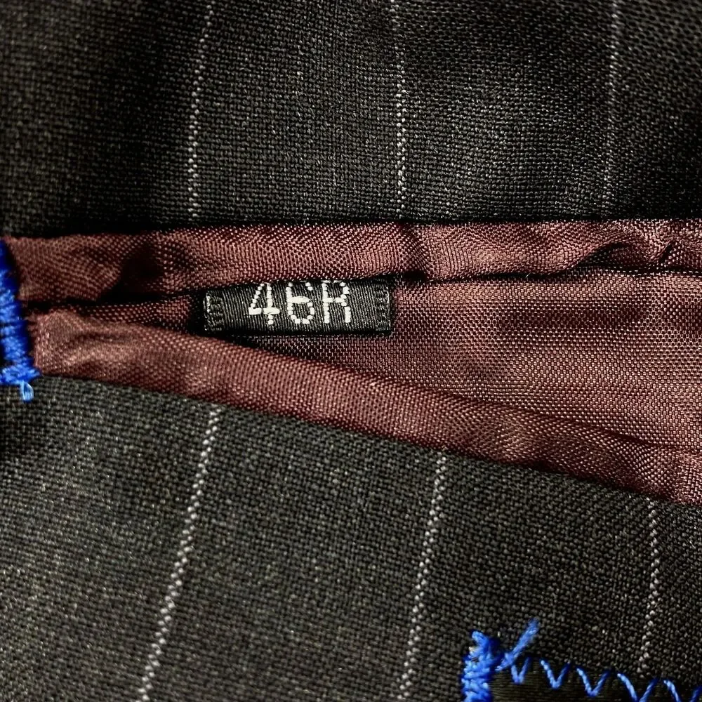 Lineage Wool Sport Coat Stripe Charcoal Gray 3 Button 46 48 Milan Preppy Mob